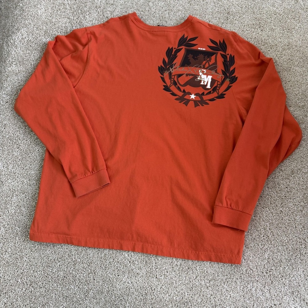 Y2K Starbury Shirt Mens 2XL Orange Long Sleeve Basketball Graphic Tee T-Shirt